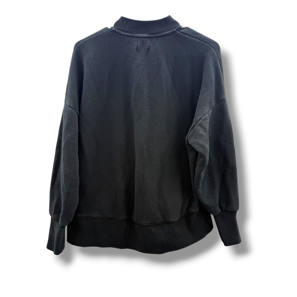 Madewell MWL Quarter Zip Sweatshirt Womens Small Black Betterterry Mock Neck - Picture 2 of 8